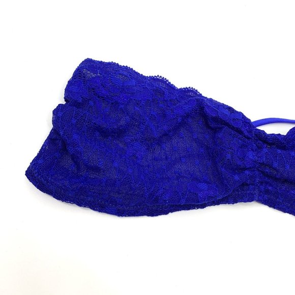 Intimately Free People Bra Essential Bandeau Blue Lace Bralette NWT - Picture 3 of 7
